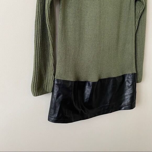 Anthro “Yoon” Knit/Faux Leather Tunic Sweater - Picture 6 of 9
